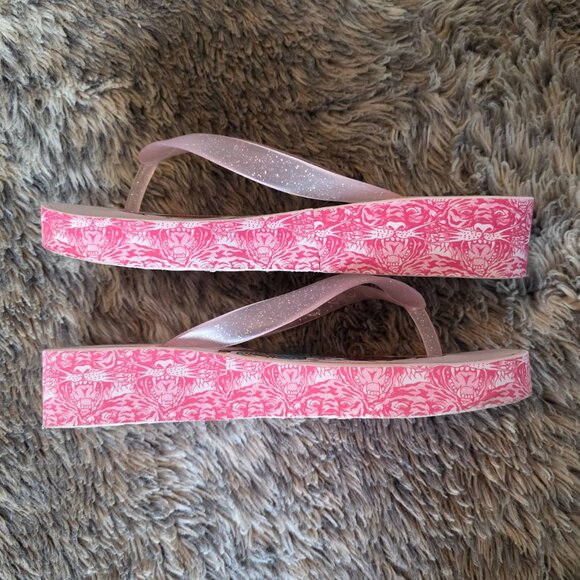 Ed Hardy koi fish graphic wedge Flip Flop sandal in original box 7 - Picture 3 of 11